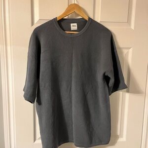 Zara Blue Grey Ribbed T-Shirt